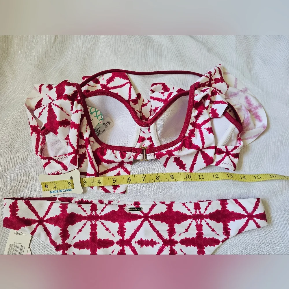 Raisins Dark Red and White Bikini Set NEW with Tags - Picture 8 of 11